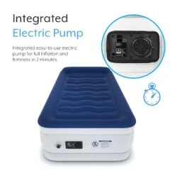 Single Comfort Plus Air Bed – Navy/White -Decathlon k1e65e241f1b320f3665287f518eda73d