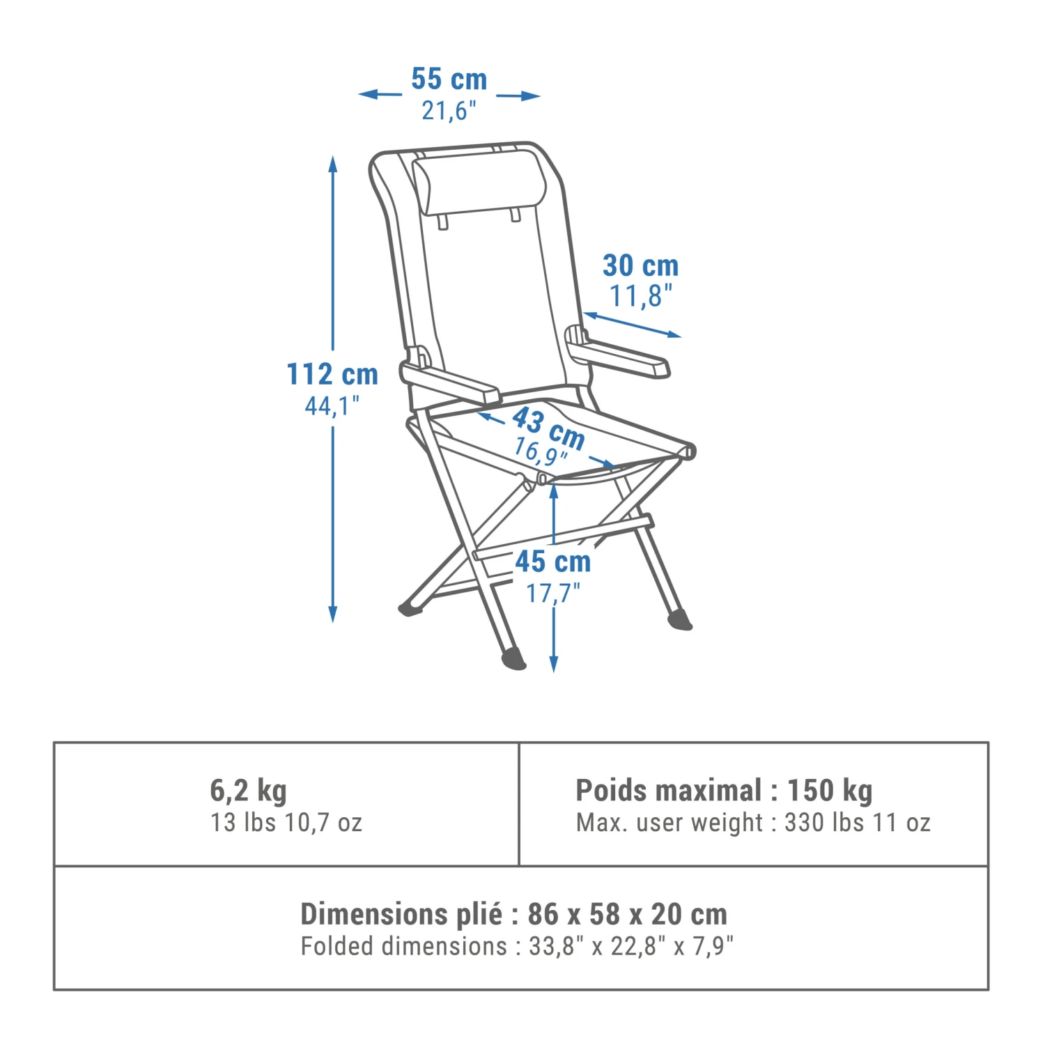 Quechua Multi-position Comfortable Camping Armchair 4 Quechua Multi-position Comfortable Camping Armchair - Image 2