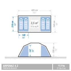 Quechua 4 Man Blackout Tent With Poles - Arpenaz 4.2 F&B -Decathlon kde6e6c781c7bb70dac0eeeba1a5ae92a