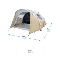 Quechua 5 Man Inflatable Blackout Tent - Air Seconds 5.2 F&B -Decathlon ke0d4856ca8a65f38026b46195e1ff448