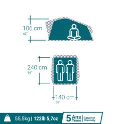 Quechua Roof Tent MH500 Fresh & Black 2P -Decathlon ke90fc7ebad508388361432c5420b6254